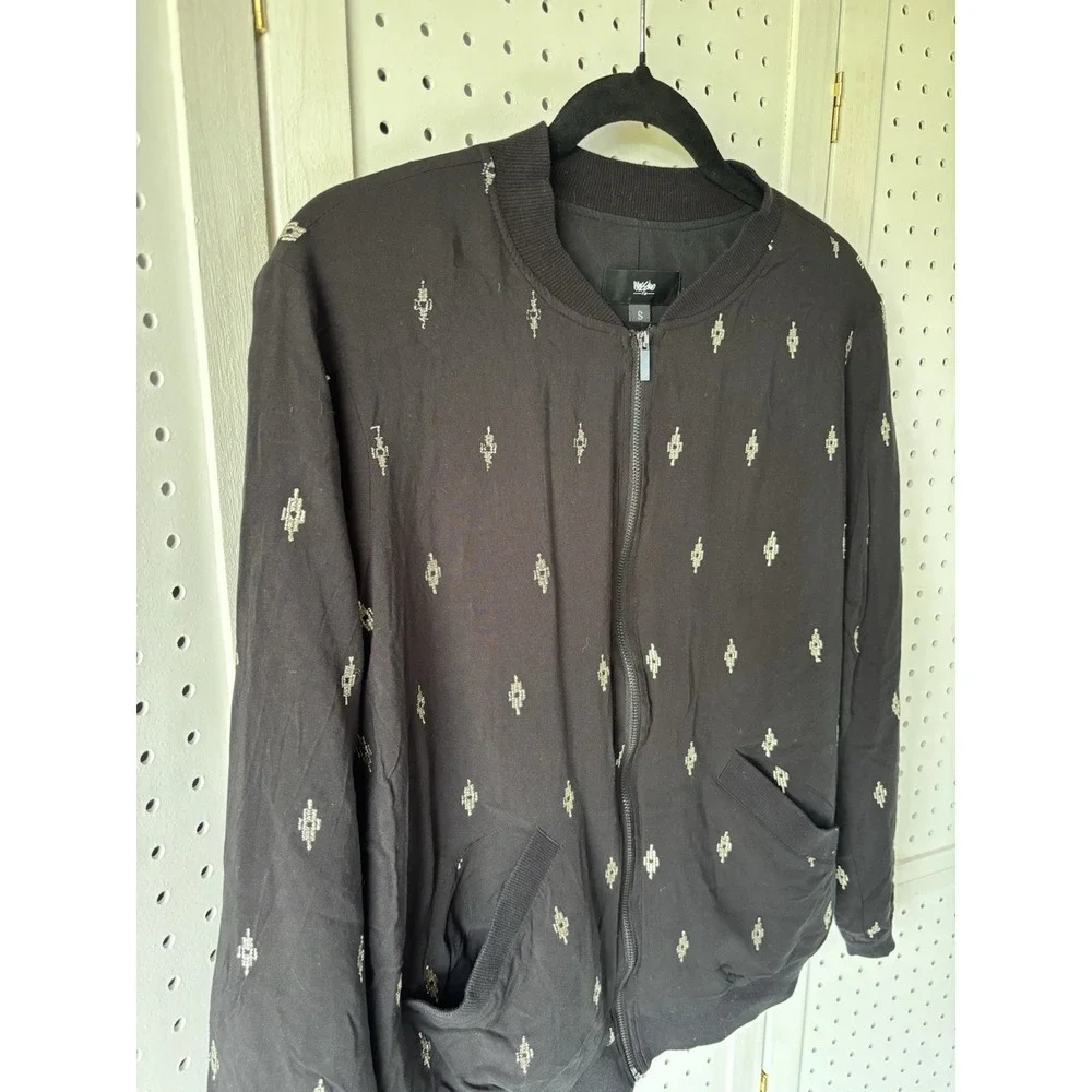 Mossimo Womens Jacket Small Full Zip Lined Casual Black Jacket Metallic Knit‎